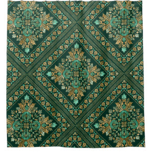 Vintage Damask Pattern - Emerald green and gold