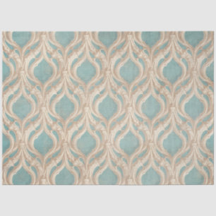 Vintage Damask Pattern French Blue Ivory Moulding Tissue Paper