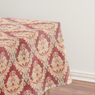 Vintage Damask Pattern In Cream And Red Tablecloth