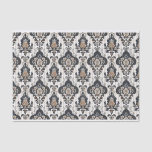 Vintage Damask Pattern in Shades of Gray and Beige Tissue Paper