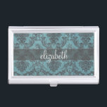 Vintage Damask Pattern with Monogram Business Card Holder<br><div class="desc">A grunge design with a modern twist. Add your name or monogram. If you need to make adjustments to the artwork,  click on the customize it button to make changes.</div>