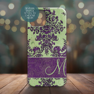 Vintage Damask Pattern with Monogram iPhone 12 Mini Case