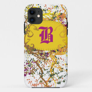 Vintage Damask Pattern with Monogram Letter B iPhone 11 Case