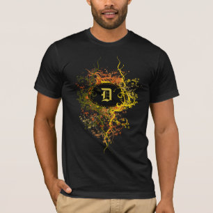 Vintage Damask Pattern with Monogram Letter D T-Shirt