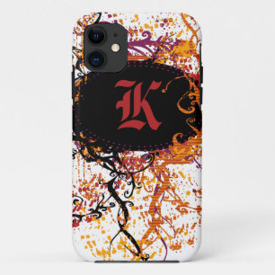 Vintage Damask Pattern with Monogram Letter K iPhone 11 Case