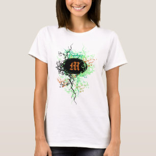 Vintage Damask Pattern with Monogram Letter M T-Shirt