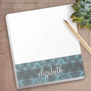 Vintage Damask Pattern with Monogram Notepad