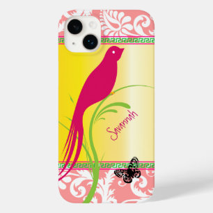 Vintage Damask Pink Swallow Bird Butterfly Case-Mate iPhone 14 Plus Case