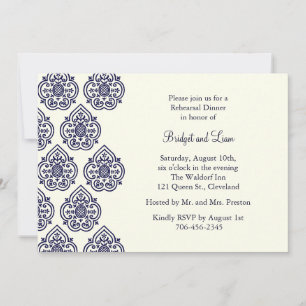 Vintage Damask Rehearsal Dinner Invitation