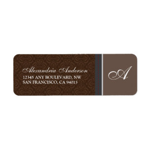 Vintage Damask Return Address Label (brown)