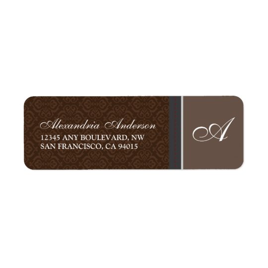 Vintage Damask Return Address Label (brown)