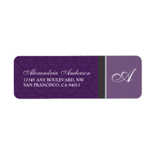 Vintage Damask Return Address Label (purple)