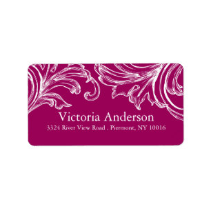 Vintage Damask Return Address Labels RASPBERRY