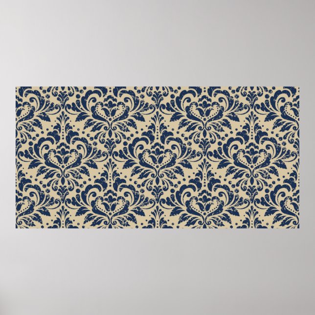 Vintage damask seamless pattern background. Grunge Poster (Front)