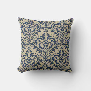 Vintage damask seamless pattern background. Grunge Throw Pillow