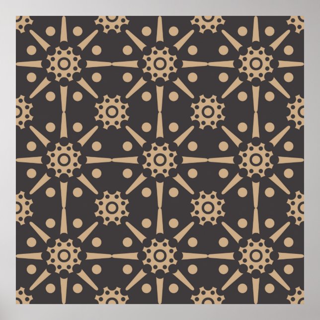 Vintage damask seamless retro pattern background r poster (Front)