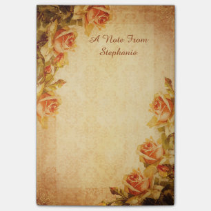 Vintage Damask Shabby Chic Peach Roses Post-it Notes