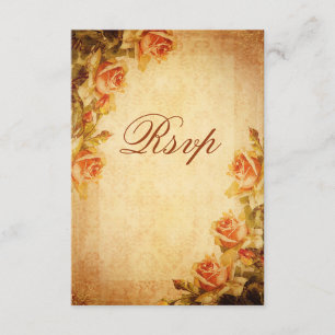 Vintage Damask Shabby Chic Peach Roses RSVP