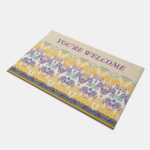 Vintage Damask & Stripes coloured I + your ideas Doormat