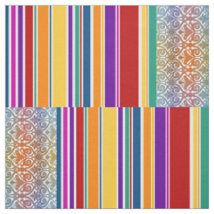 Vintage Damask Stripes coloured III + your idea Fabric