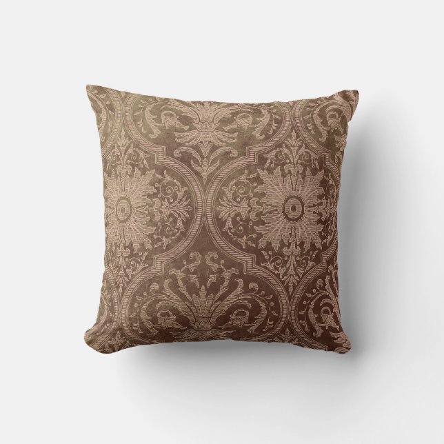 Vintage Damask Style Throw Pillow (Front)