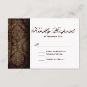 Vintage Damask Sunflower Rustic Wedding RSVP Cards