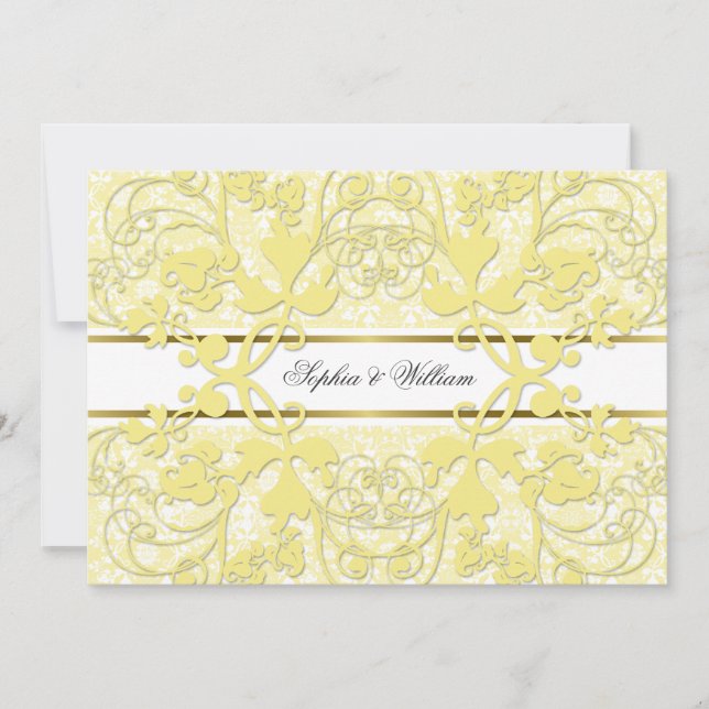 Vintage Damask Swirls Lace Elegant Wedding Invite (Front)