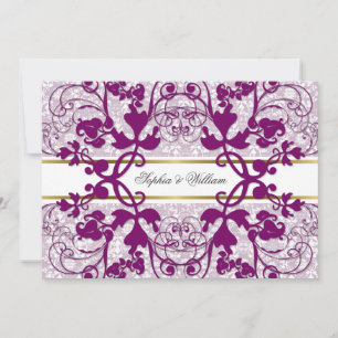 Vintage Damask Swirls Lace Elegant Wedding Invite