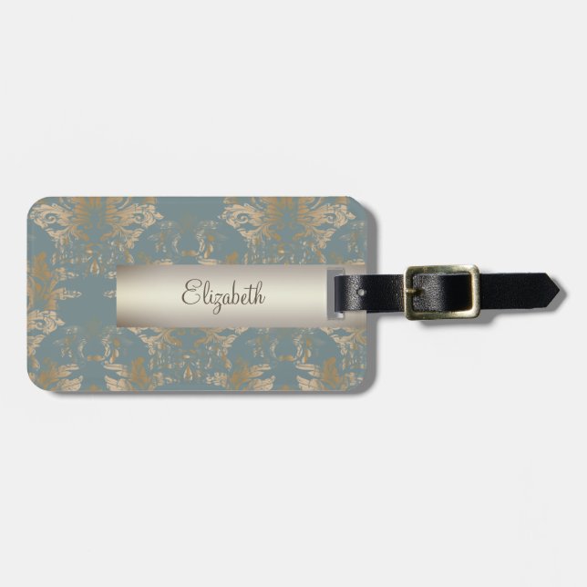 Vintage Damask, Swirls  Luggage Tag (Front Horizontal)