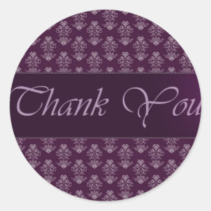 Vintage Damask Thank You Sticker/Seal Classic Round Sticker