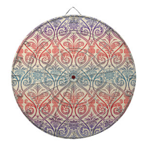 Vintage Damask Wallpaper - blue violet red Dartboard