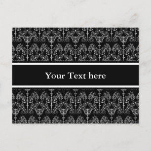 Vintage Damask Wallpaper - white + your backgr. Postcard