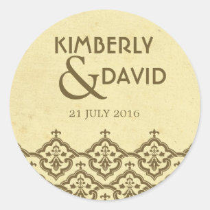 Vintage Damask Wedding Label