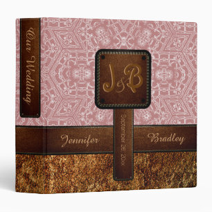 Vintage Damask Wedding Leather Look Binder