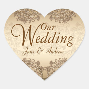 Vintage Damask Wedding Stickers