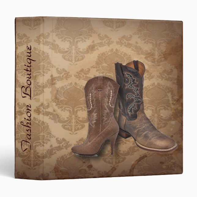 vintage damask western country cowboy binder (Front/Spine)