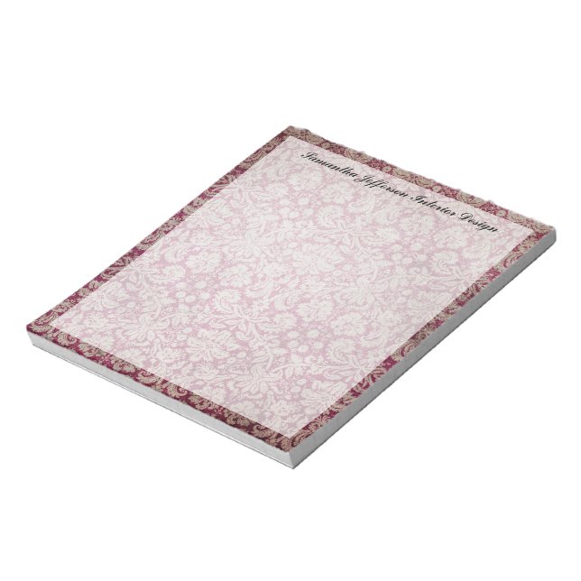 Vintage Damask Wine, Personalized Notepad (Rotated)