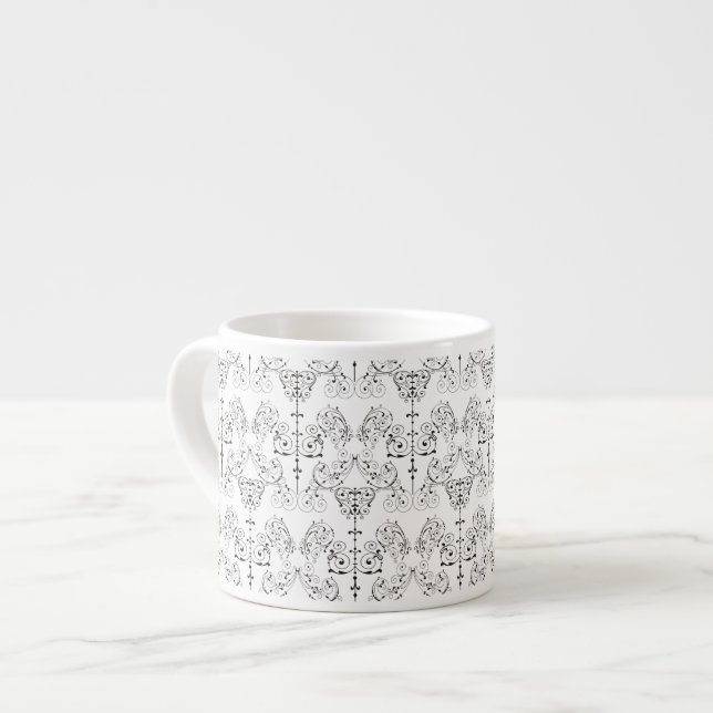Vintage Damasks Wallpaper - black + your backgr. Espresso Cup (Front Left)