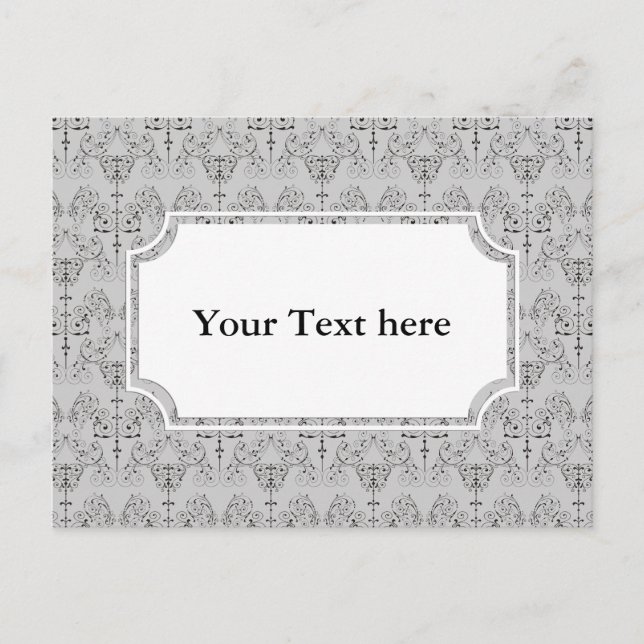 Vintage Damasks Wallpaper - black + your backgr. Postcard (Front)