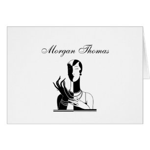 Vintage Dame Art Déco Avec Des Perles Transp Black