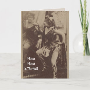 Vintage dame dans le miroir carte d'anniversaire