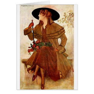 Vintage dame en attente sur un banc,