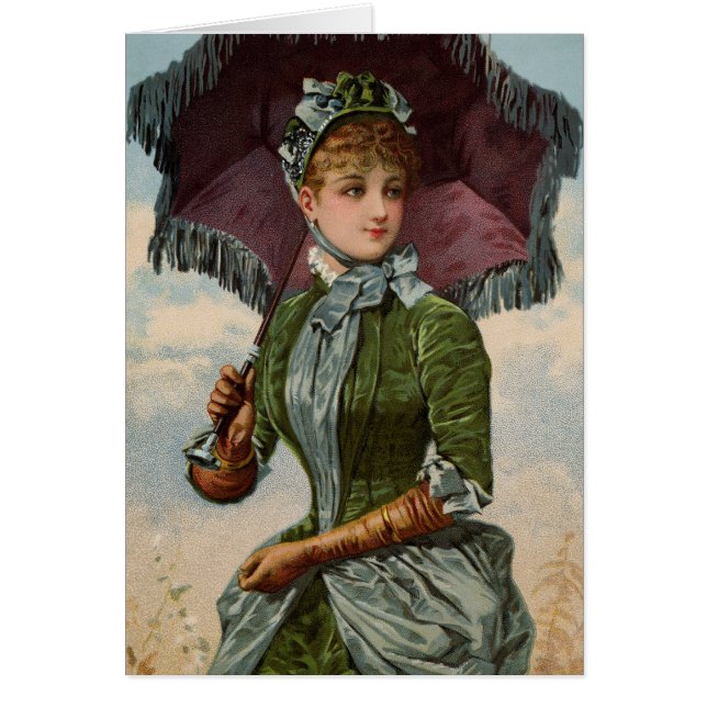 Vintage Dame Victorienne Avec Parasol (Devant)