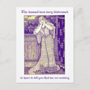 Vintage Damsel in Distress Change of Address  Postcard
