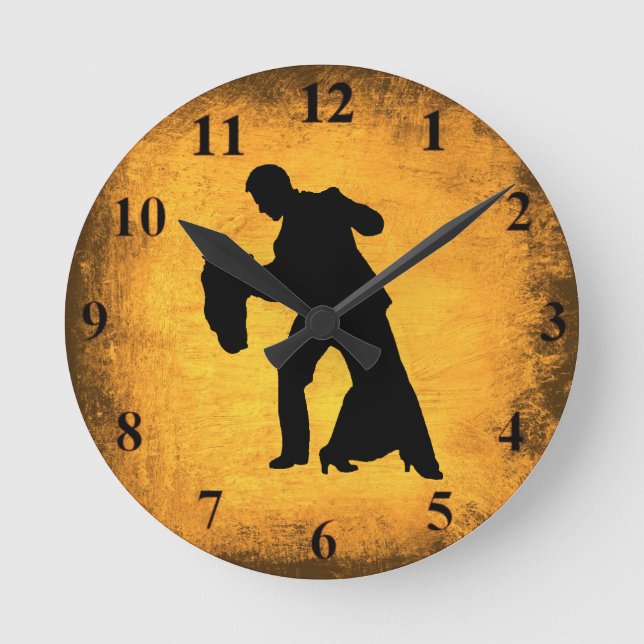 Vintage Dance Couple Silhouette Wall Clock (Front)