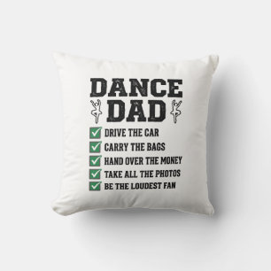 Vintage Dance Dad Checklist Shirt Design_1 Throw Pillow