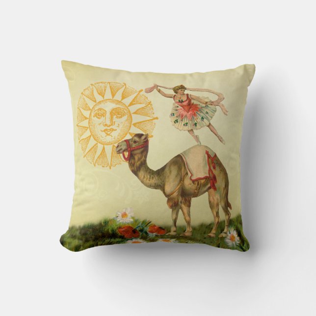 Vintage Dancer on a Camel Throw Pillow (Front)