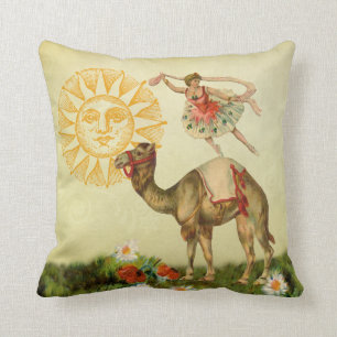 Vintage Dancer on a Camel Throw Pillow