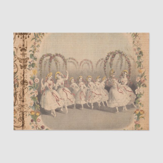 Vintage Dancers Collage Tissue Paper (Front)