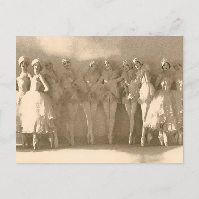 Vintage dancers on tiptoe, with tule postcard (Front)